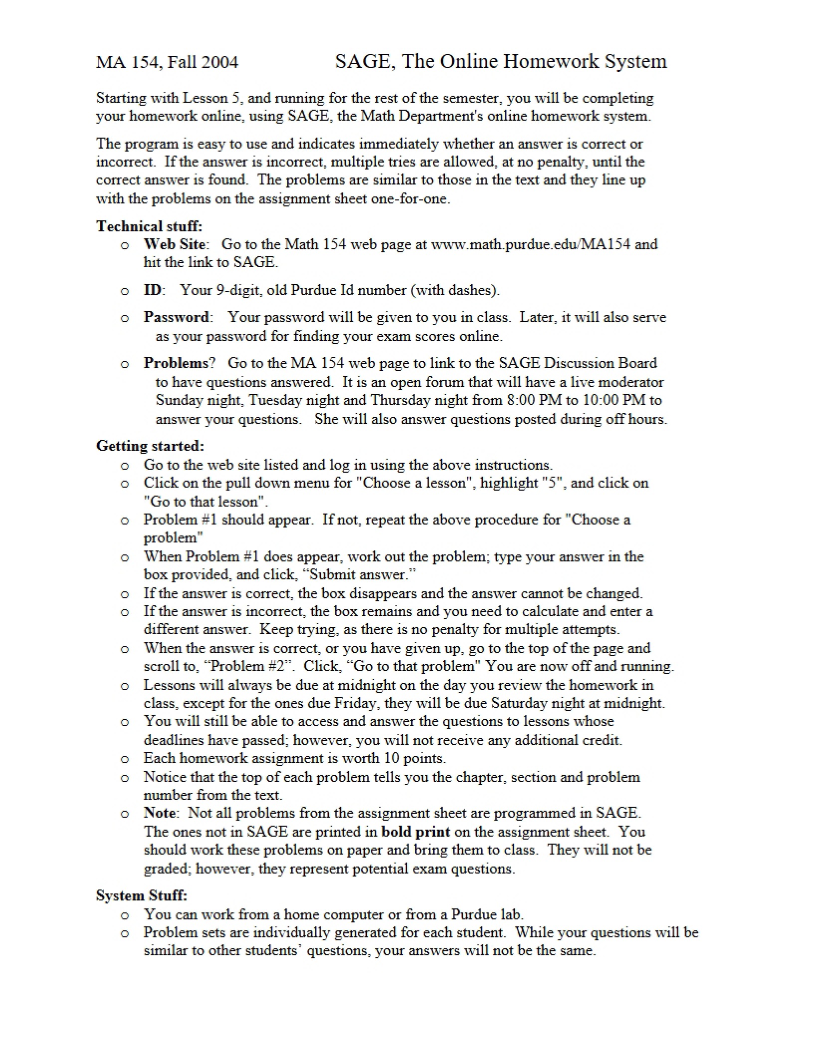 Web-Based Homework System