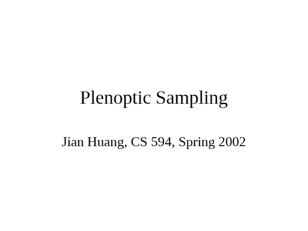 Sampling (Plenoptic)