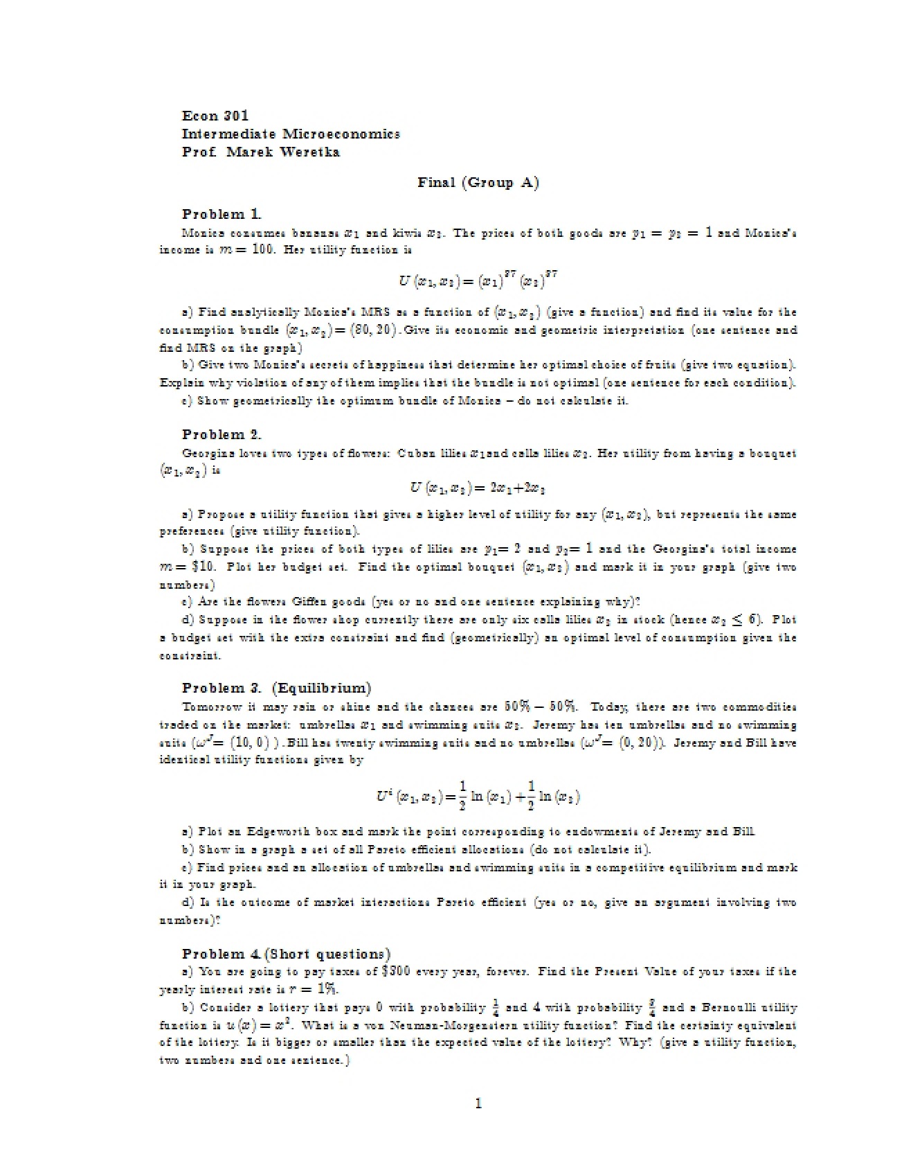 Intermediate Micro Course