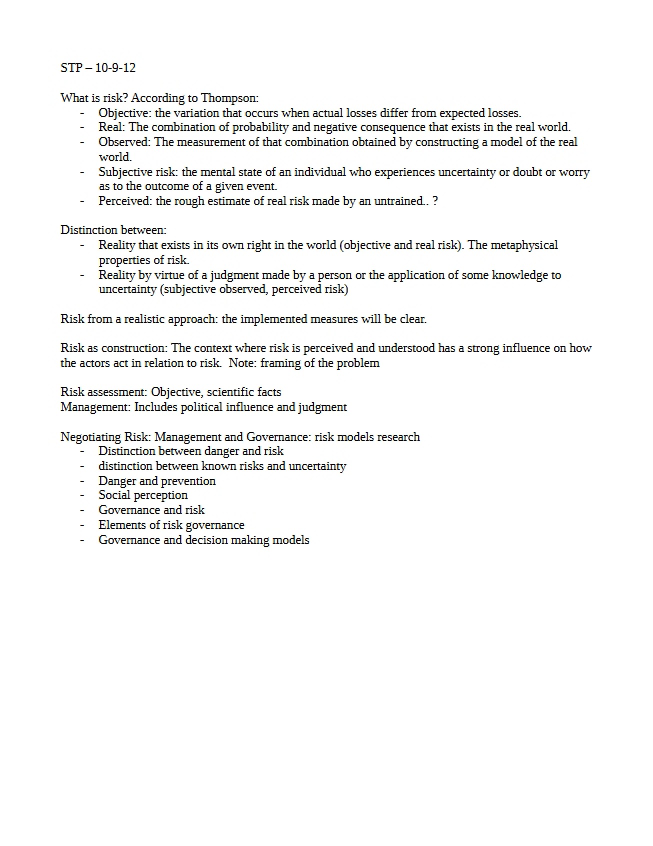 Public Policy, Science, and Technology Notes