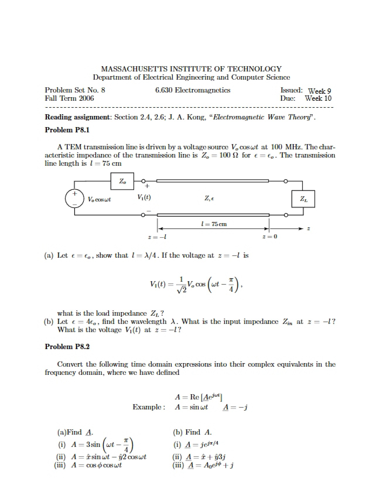 Set of Assigned Problems Number Eight