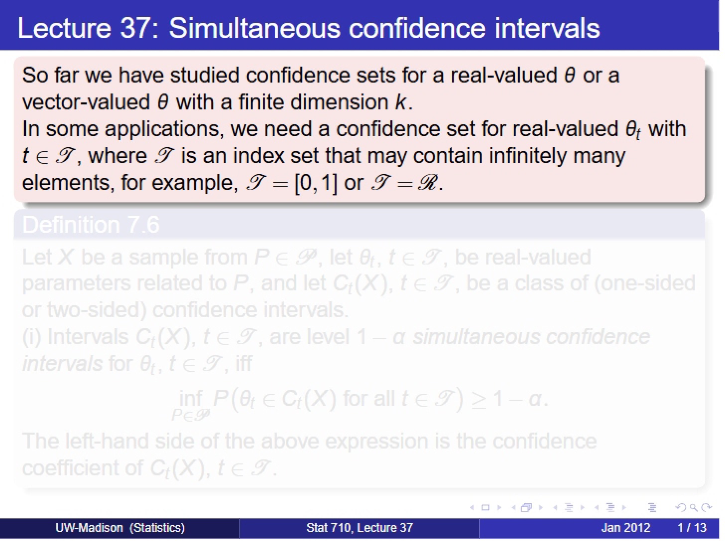 Confidence Intervals Simultaneous (Lecture 37)