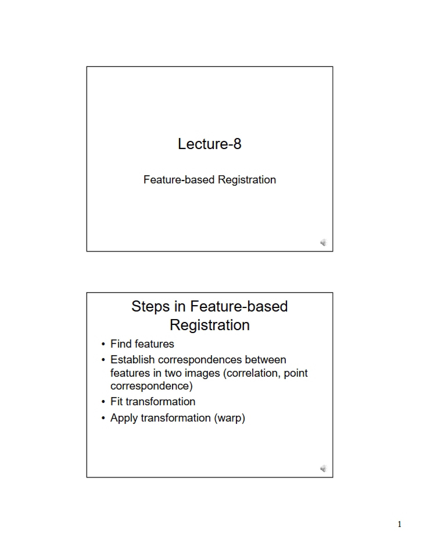 Registration Based on Features