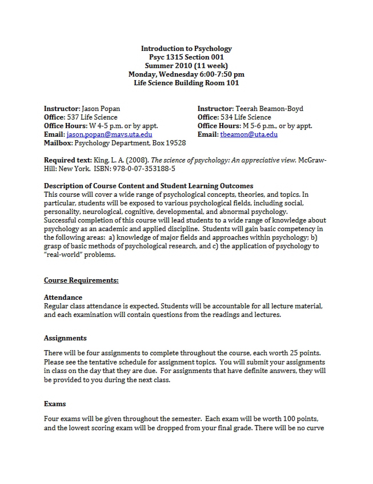 Syllabus of the Course