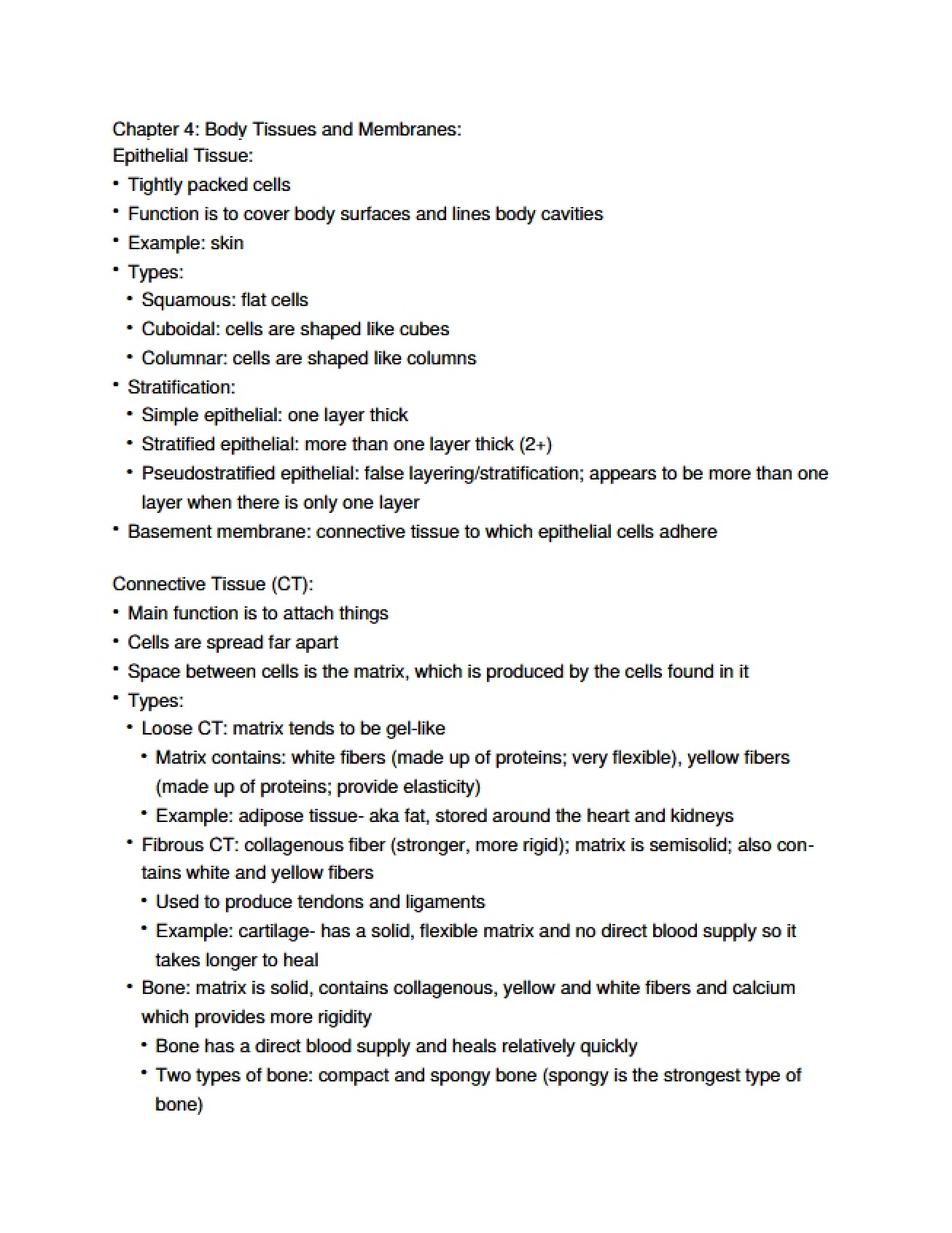 Membranes and Body Tissues Chapter 4