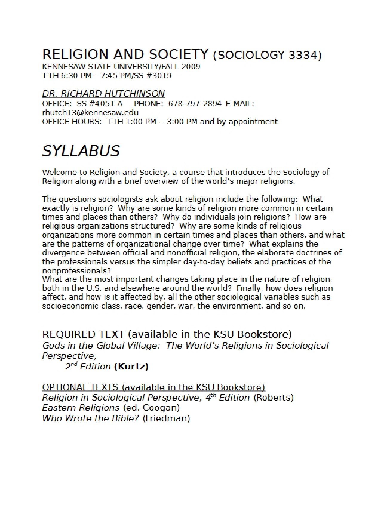 SOCI 3334 Course Outline