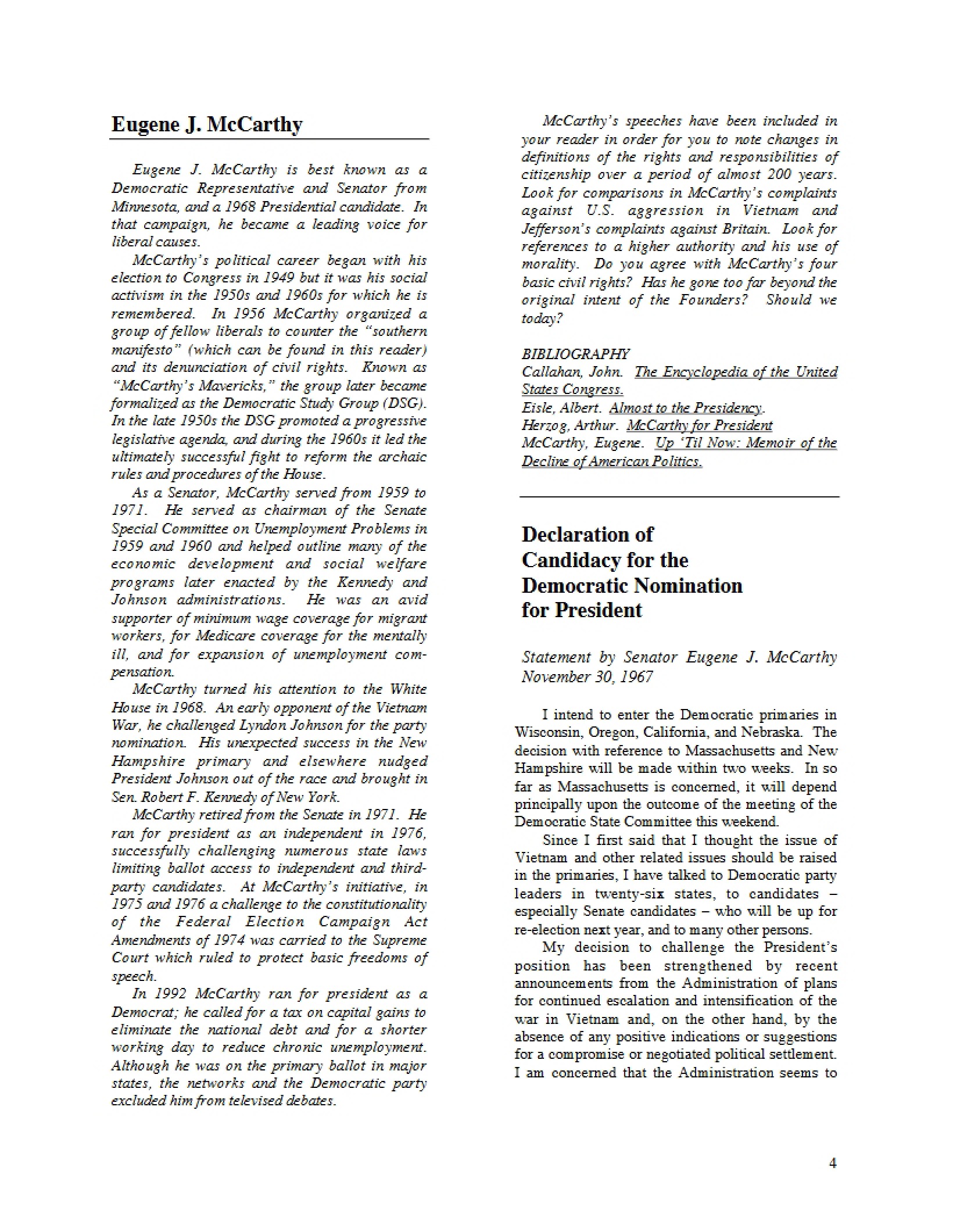 Presidential Nomination Candidacy Declaration (Democrat)