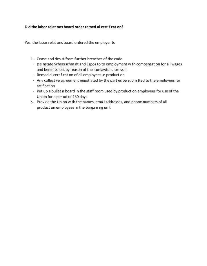 Order from the Labor Relations Board