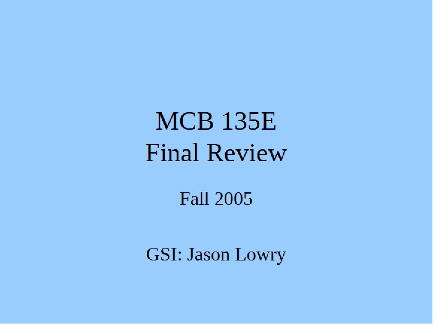 Review for Final