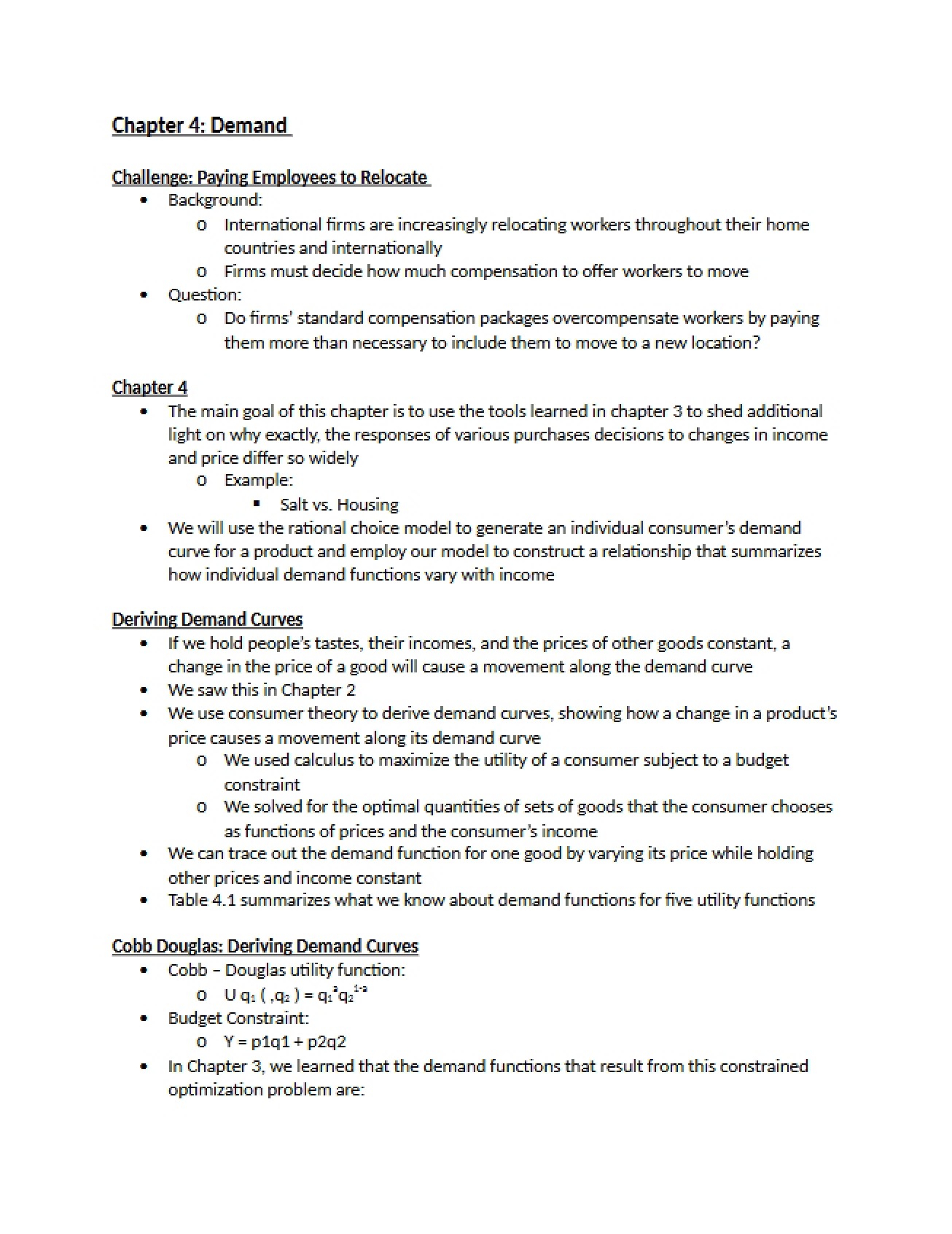 Microeconomic Theory Chapter Four Notes