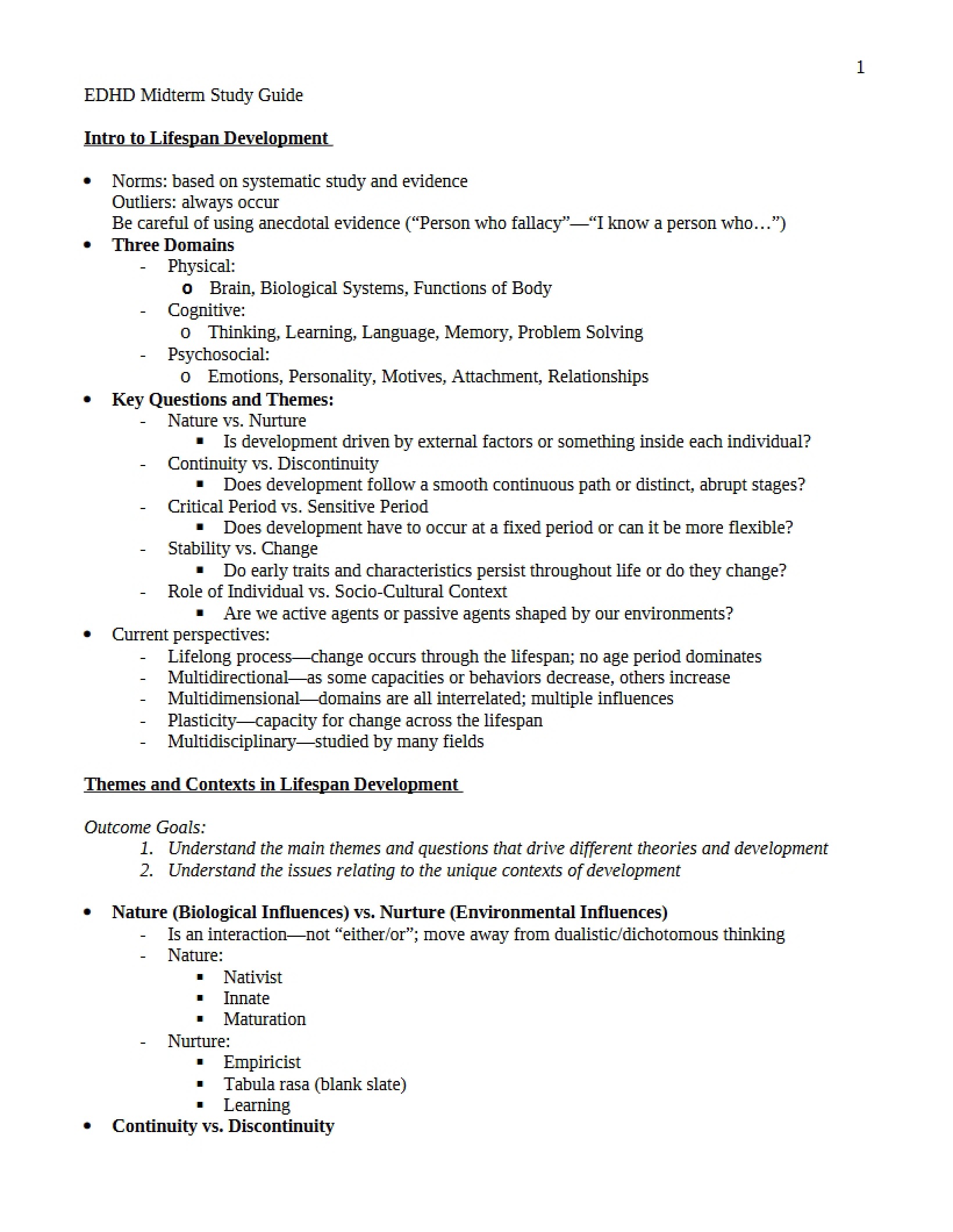 Guide for Midterm Study