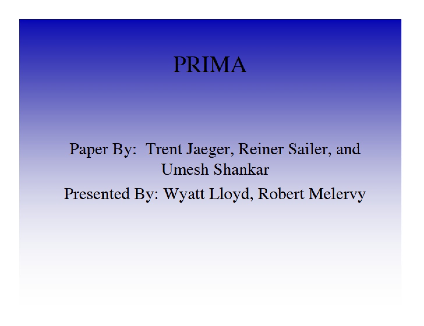 PRIMA Methodology