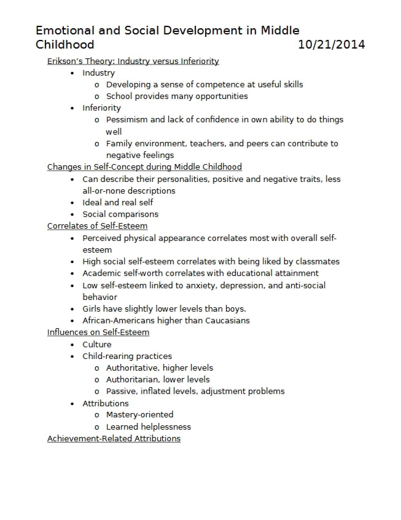 Examination of Emotional and Social Development in Middle Childhood