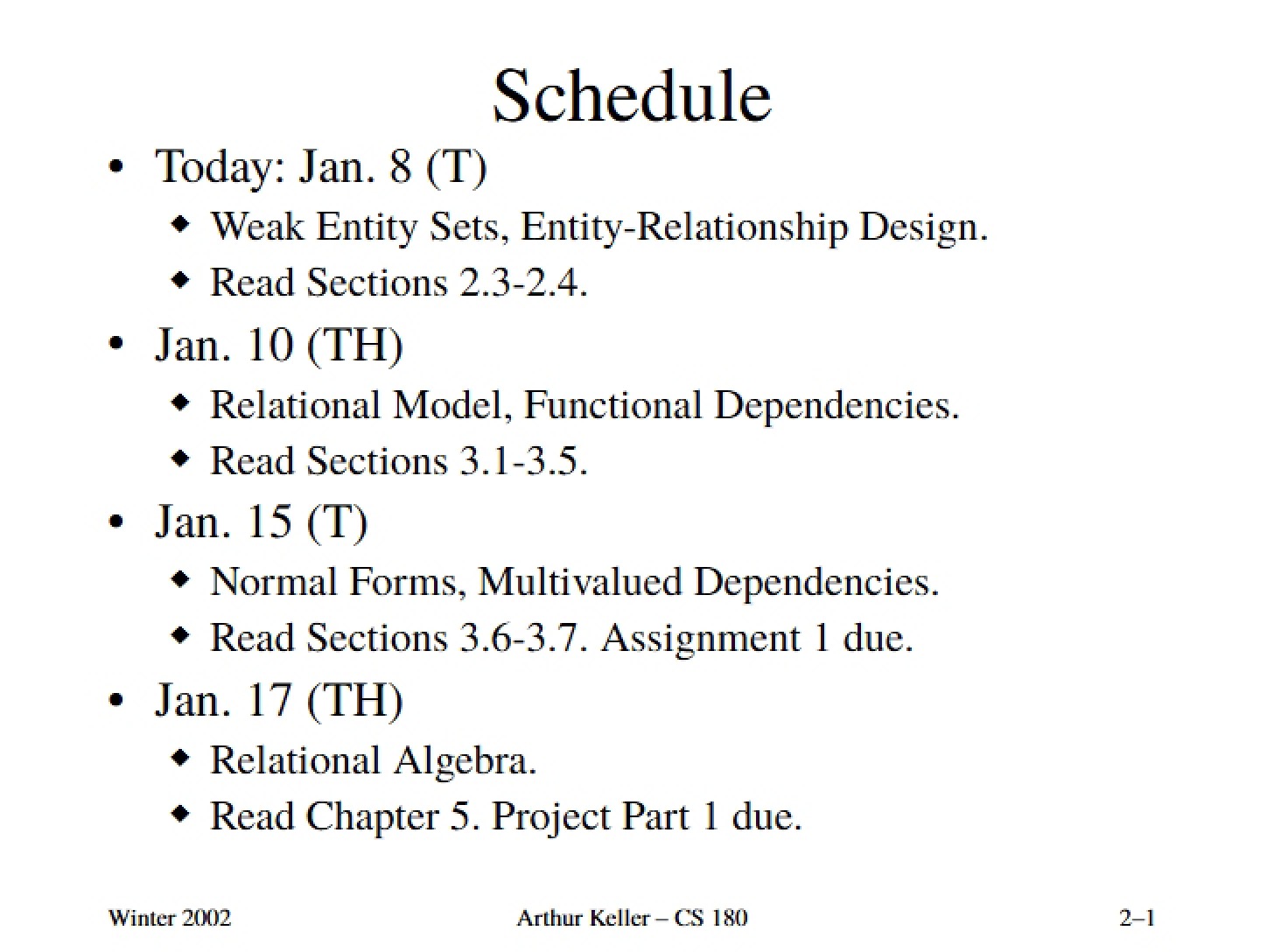Lecture Notes regarding CMPS 180