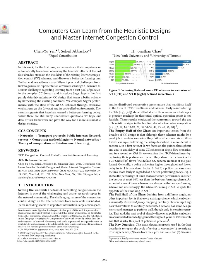 Internet Congestion Control - Heuristic Designs and Learning