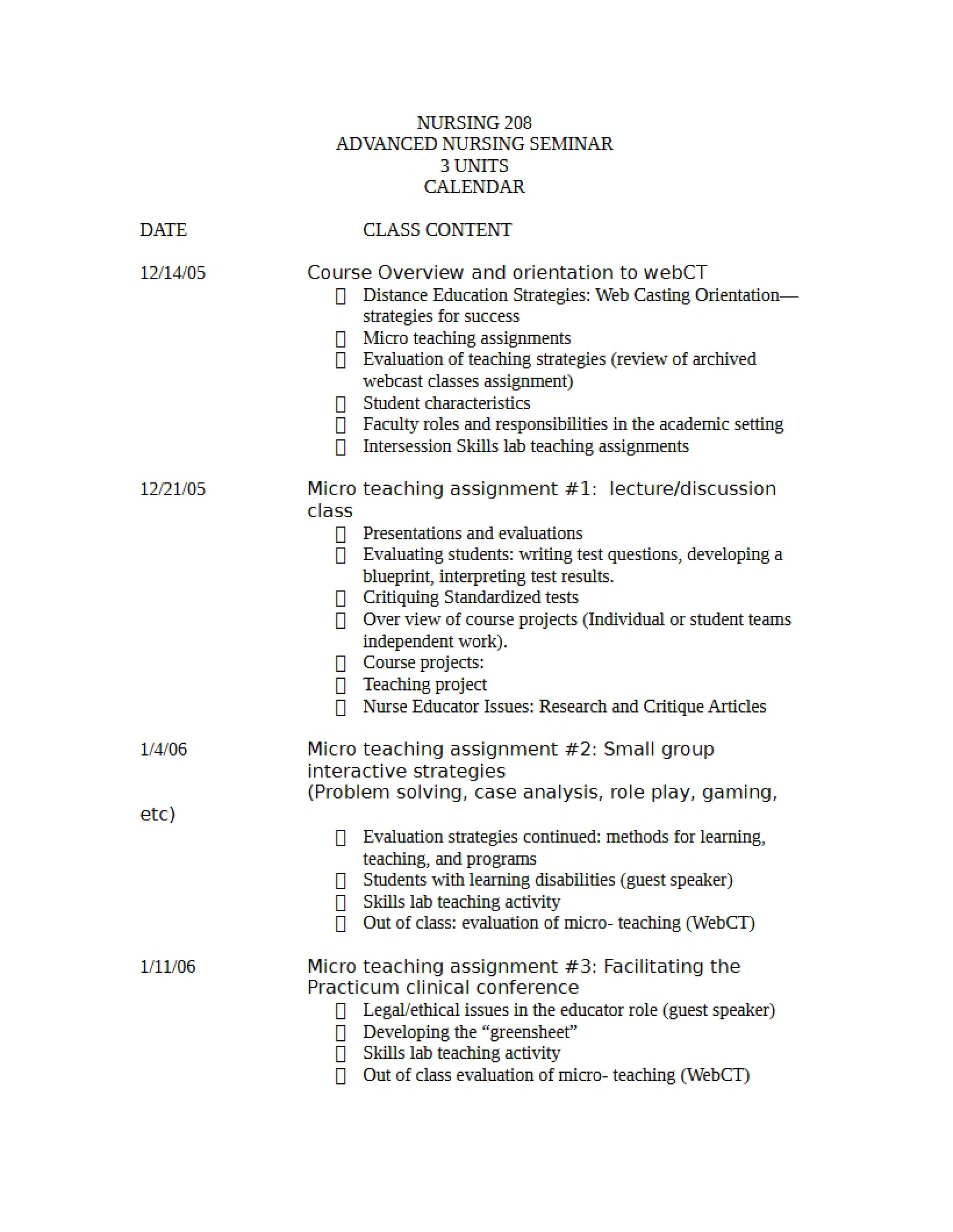 Advanced Nursing Timeline