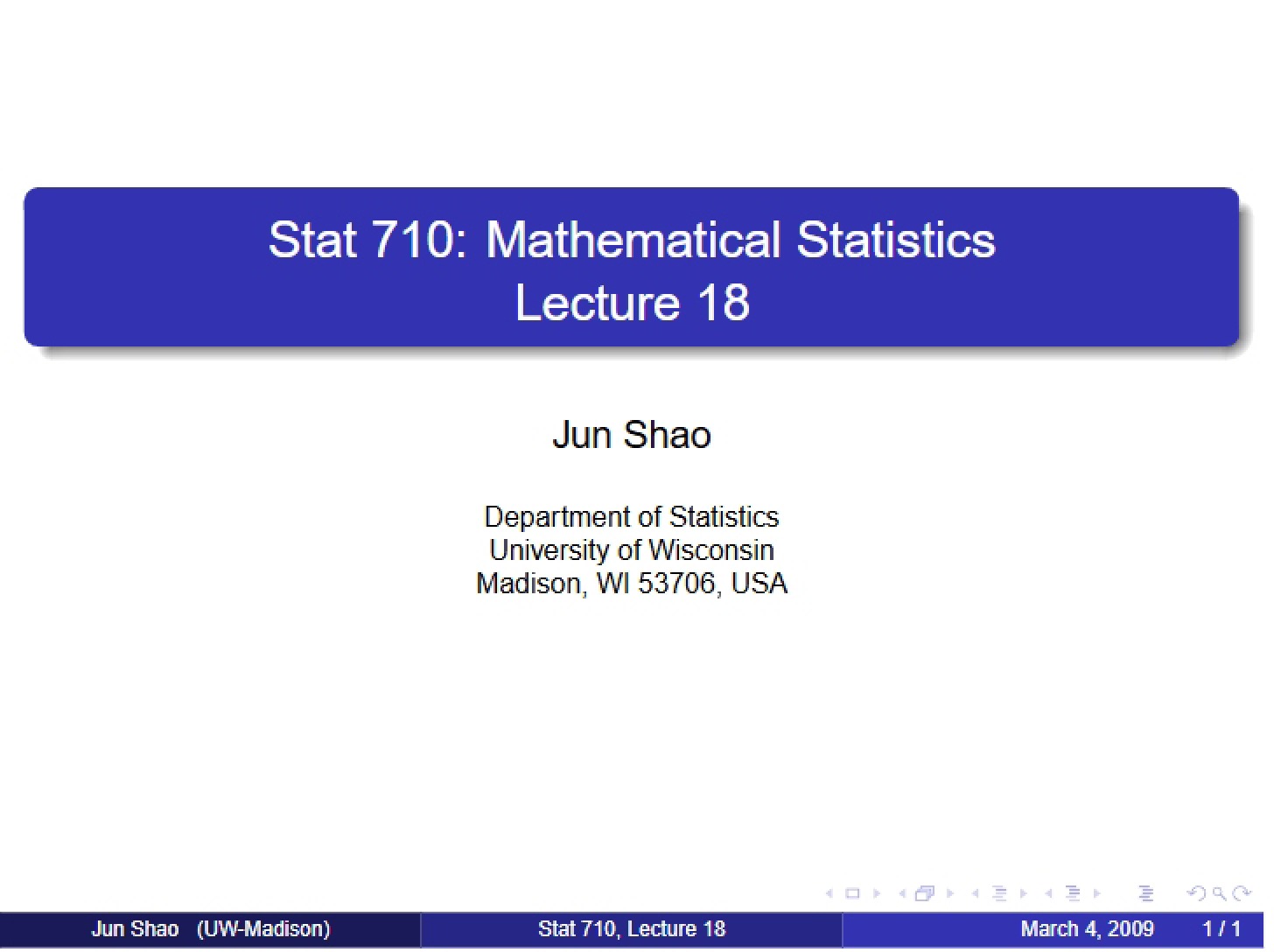 Class Notes for STAT 710 - Mathematical Statistics