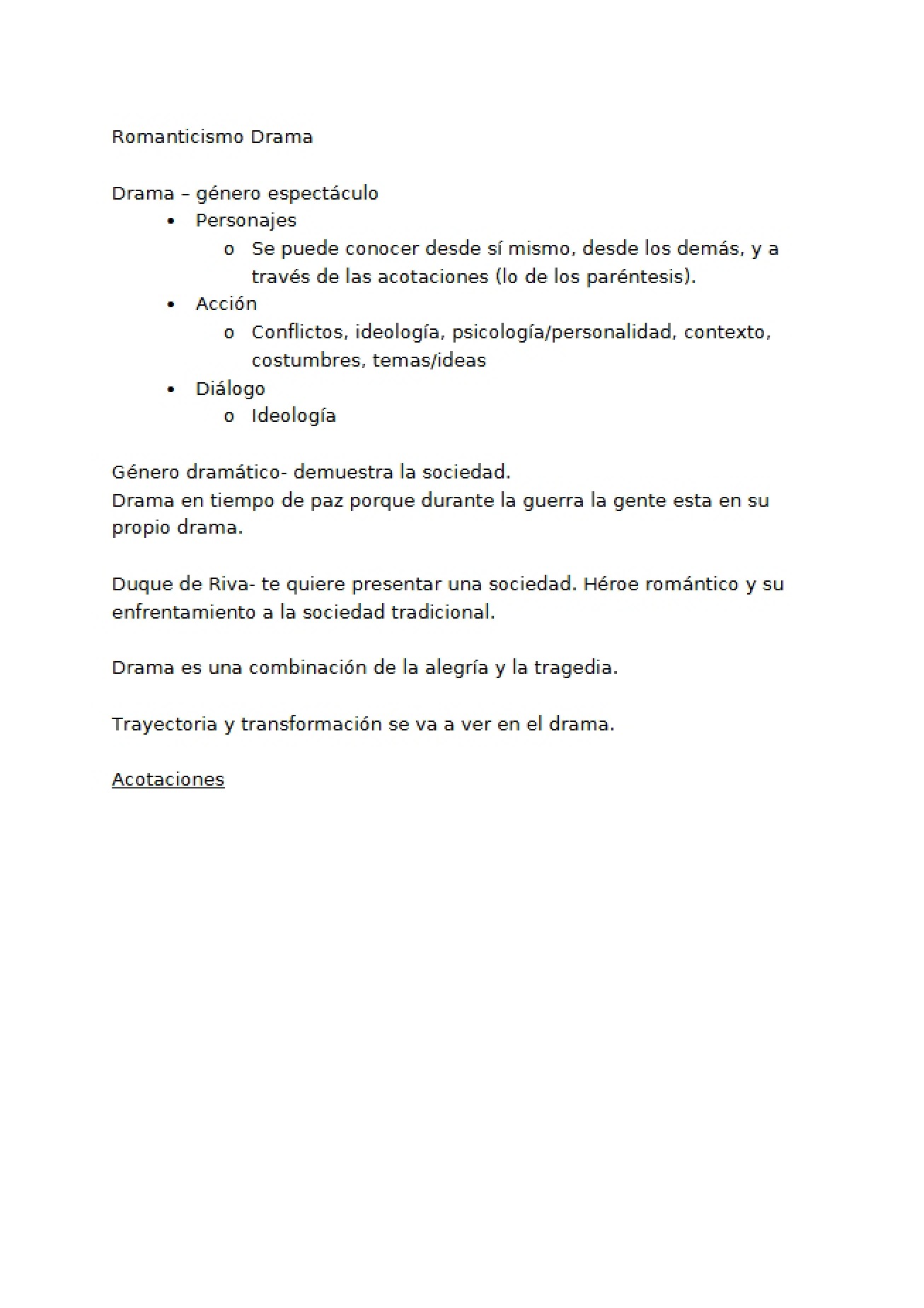 Drama of the Romanticismo Movement in Spanish Literature