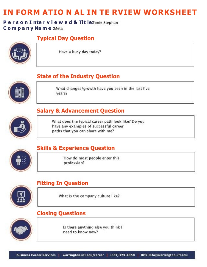 Worksheet for Informational Interviews