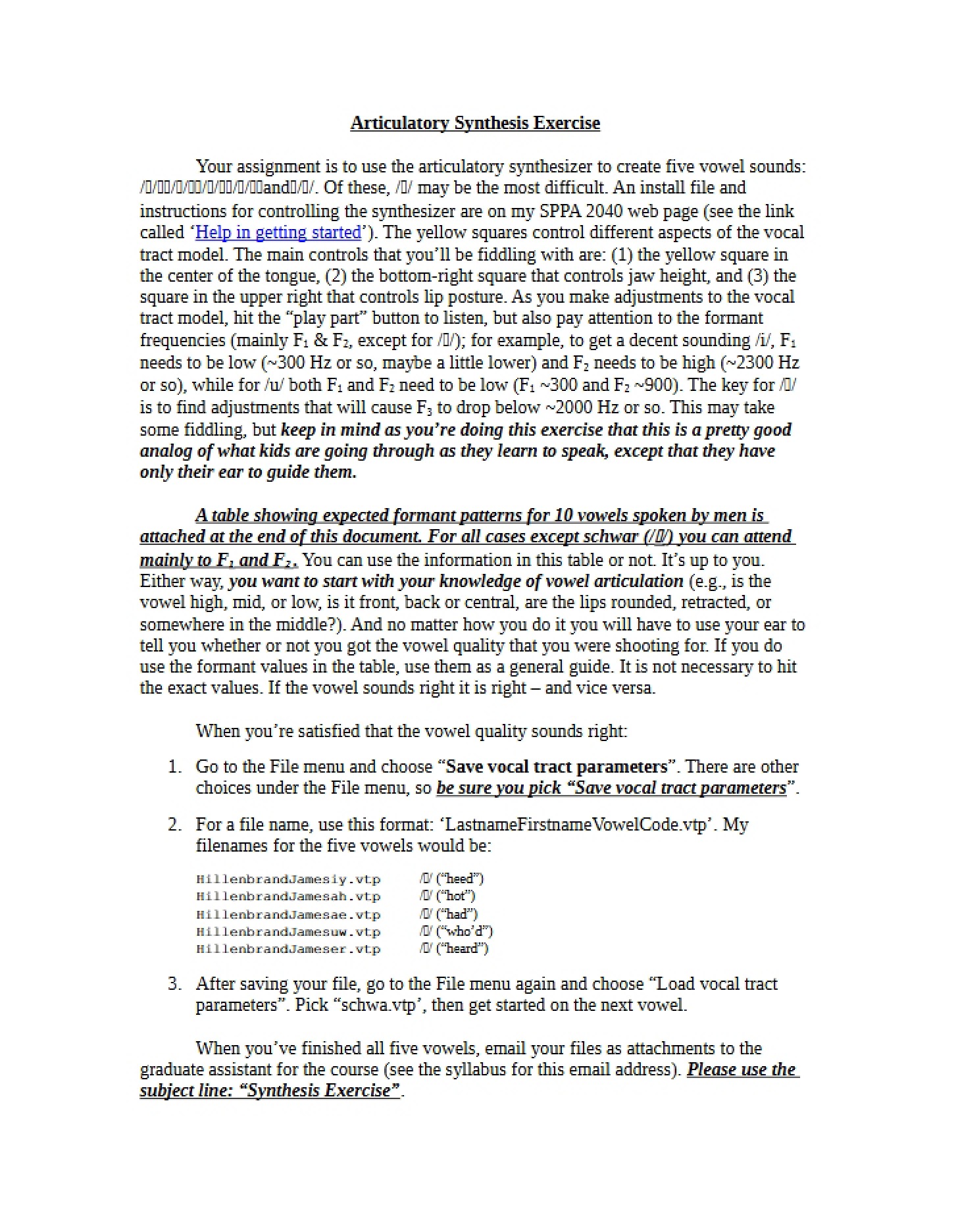 Exercise in Synthesis of Articulation