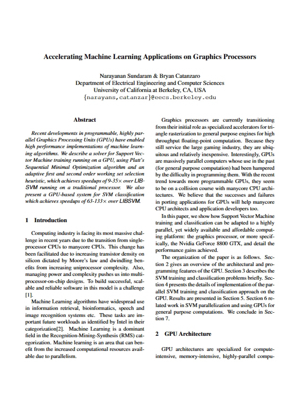 Graphics Processors Accelerating Machine Learning