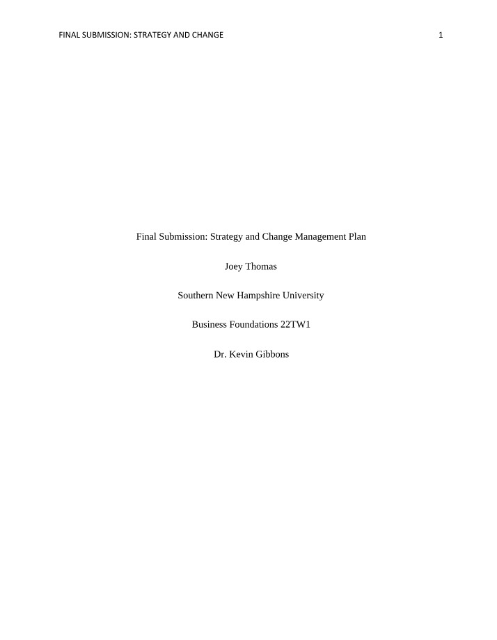 Strategy and Change - Final Submission