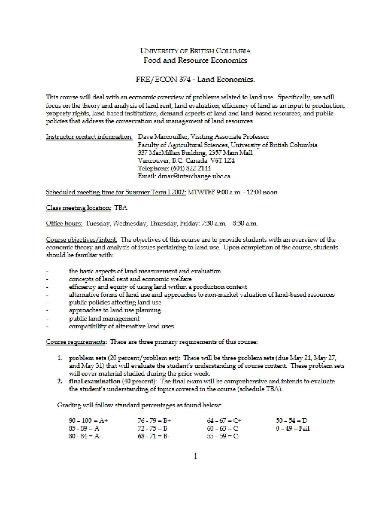 Class Outline