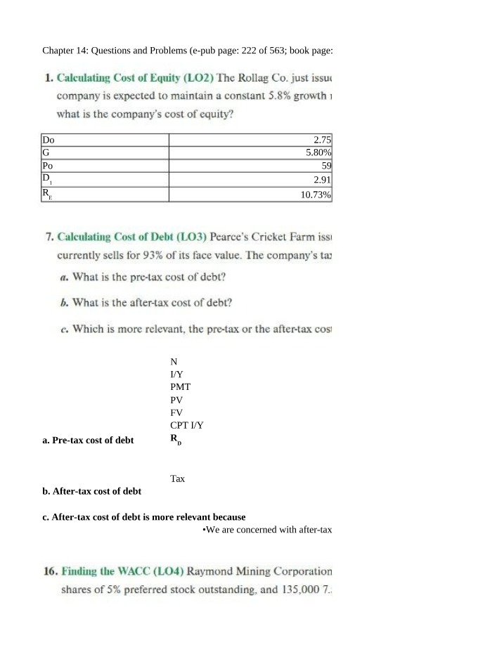 Cost of Debt for Capital - Pre-tax and After-tax