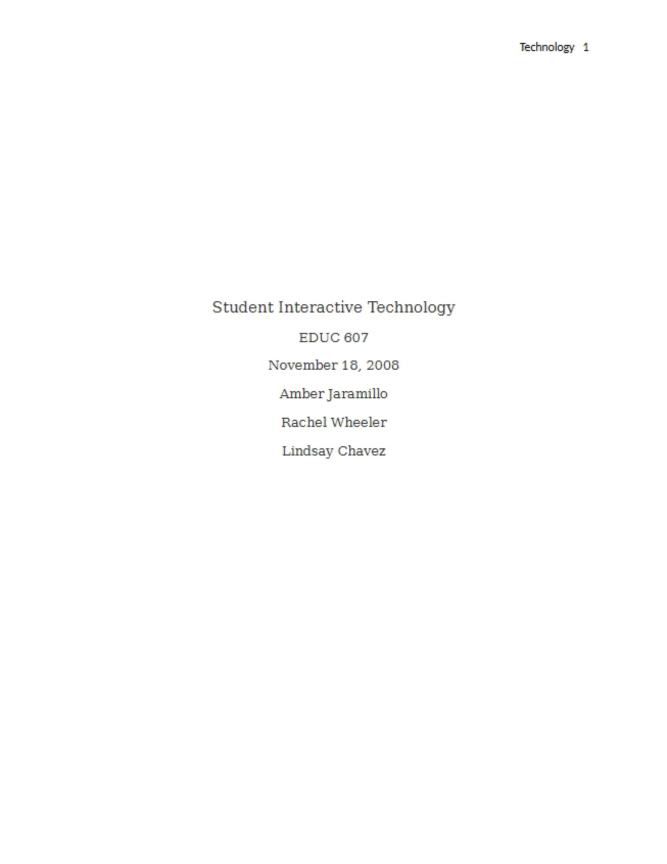 Technology for Interaction