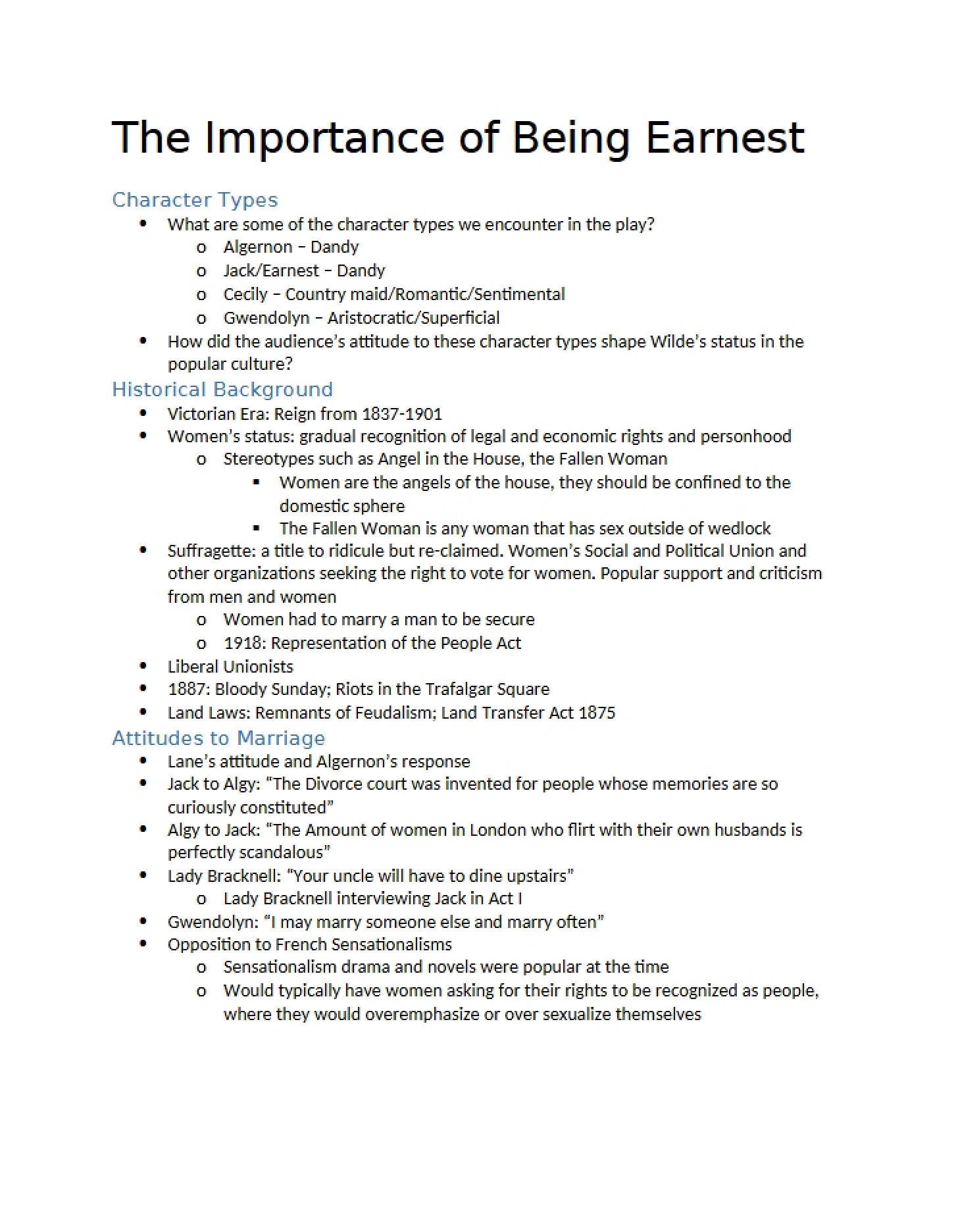Being Earnest The Importance