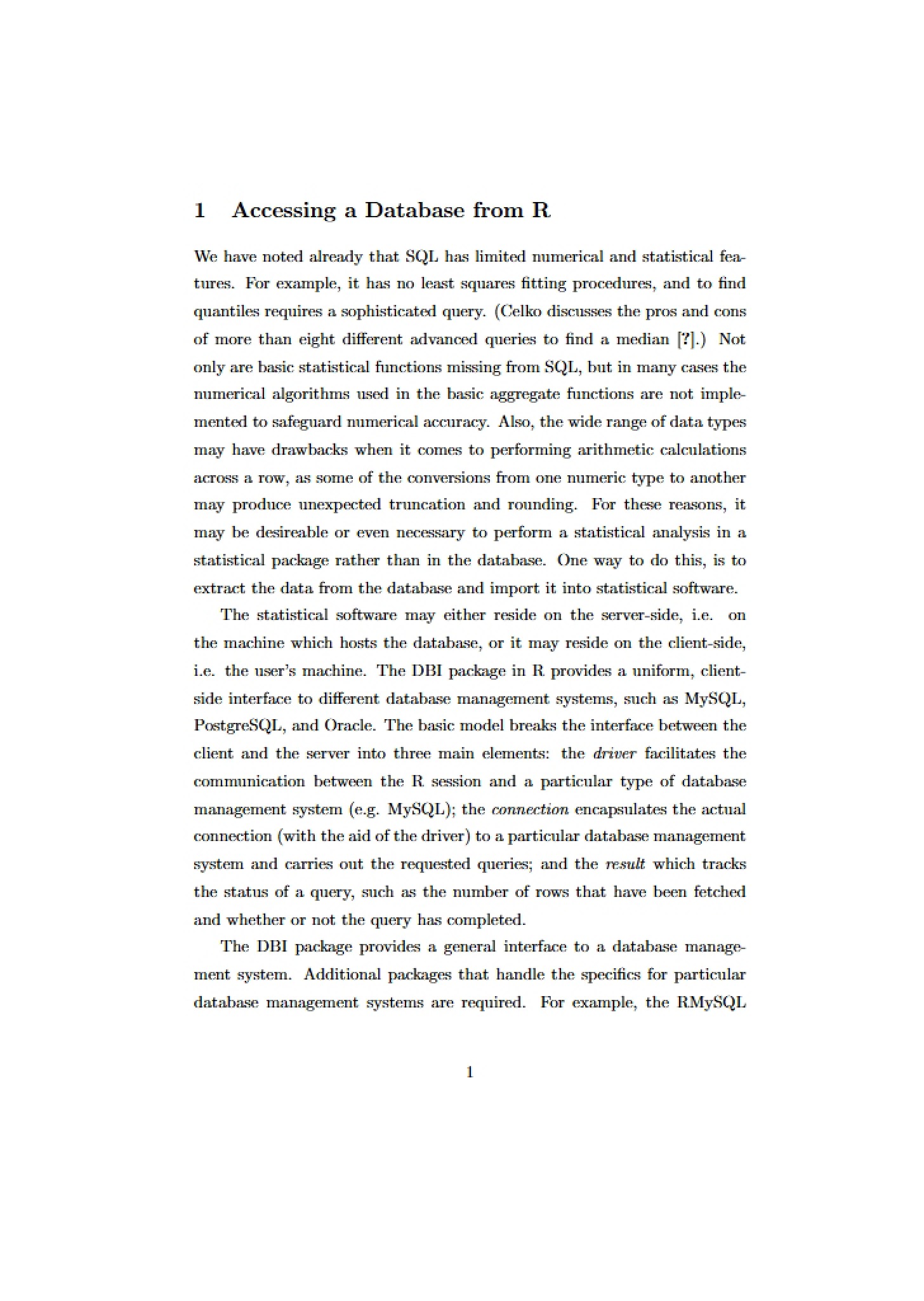 R Programming Database Access