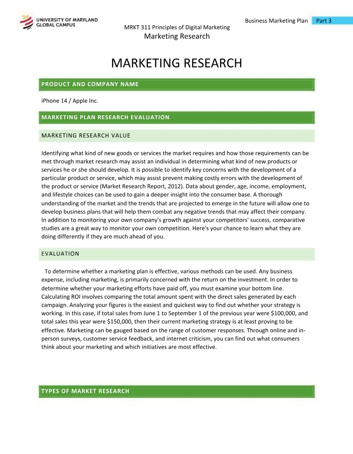 MRKT 311 - Principles of Digital Marketing Research
