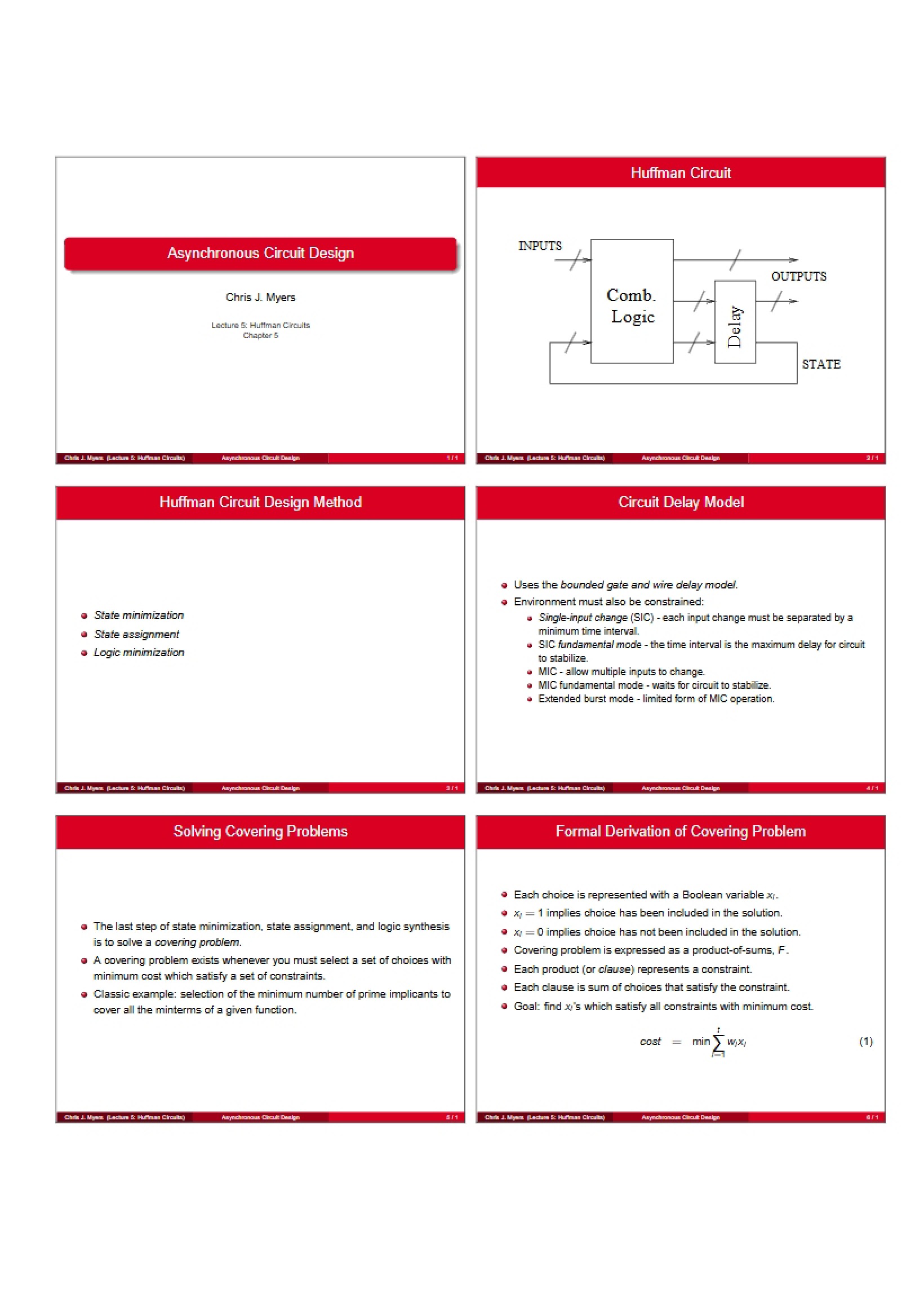 Fifth Lecture Circuits using Huffman Coding