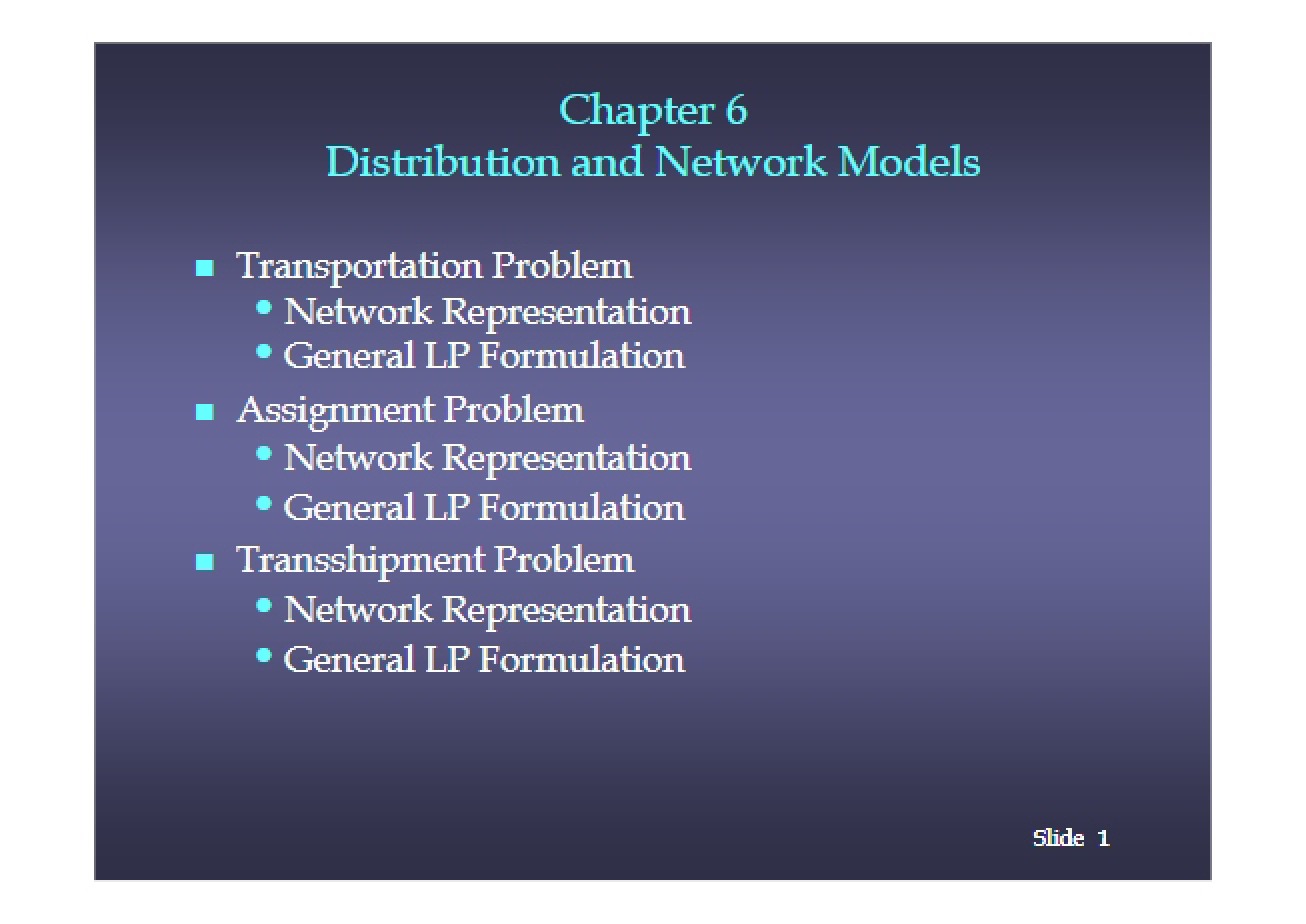 Sixth Chapter on Decision Models
