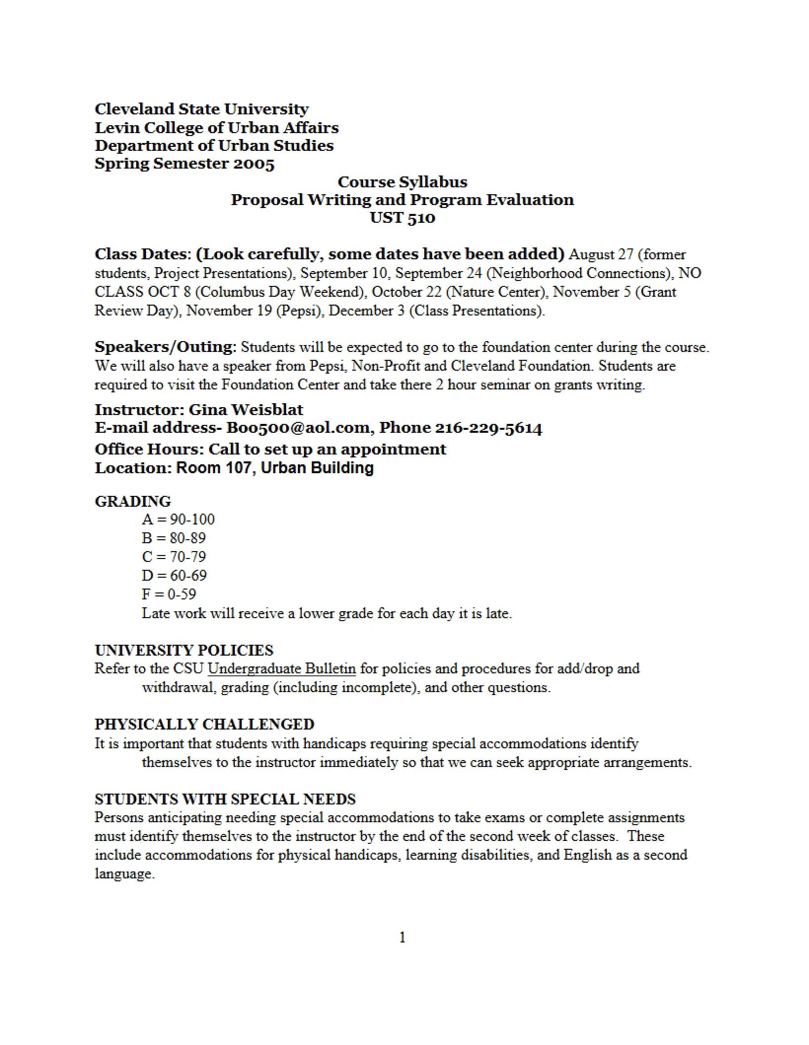 Syllabus Writing for Proposals