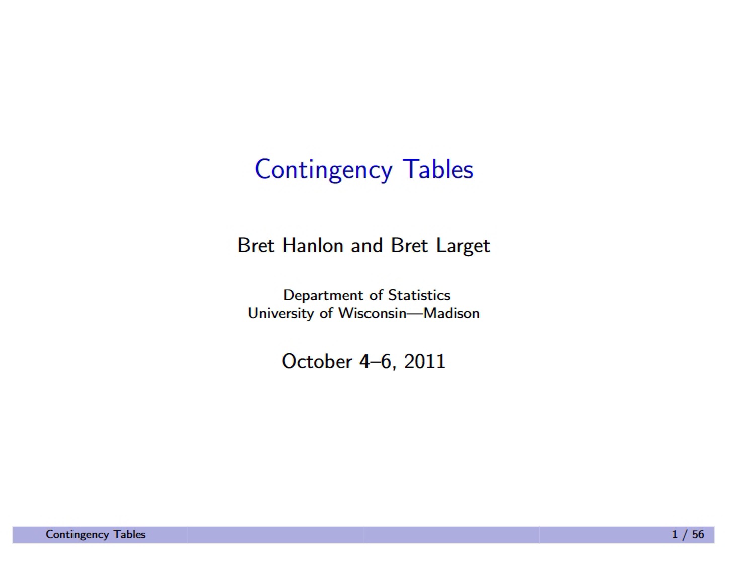 Contingency Table Notes