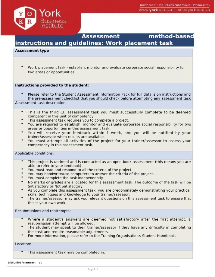 BSBSUS601 Assessment 3