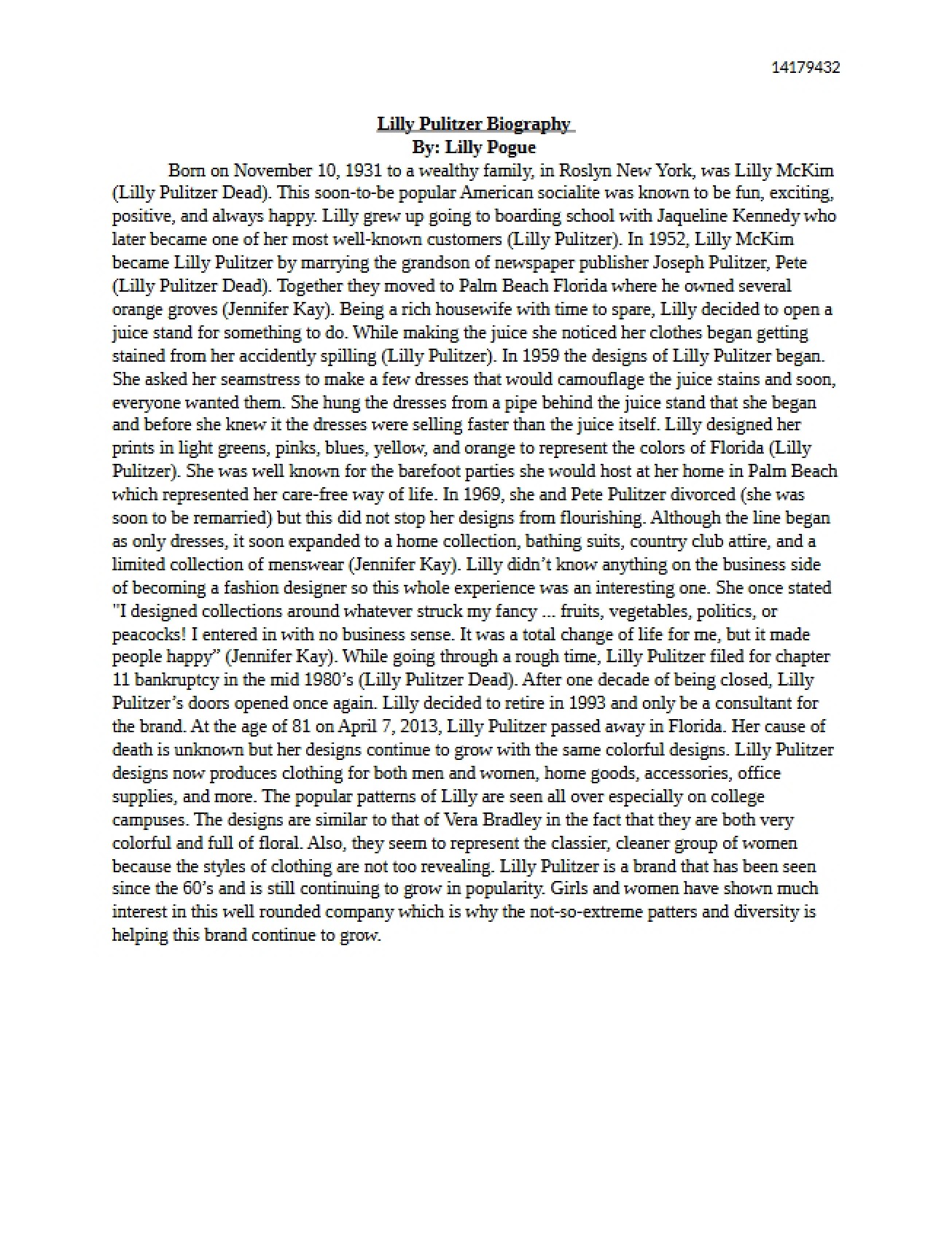 Biography of Lilly Pulitzer