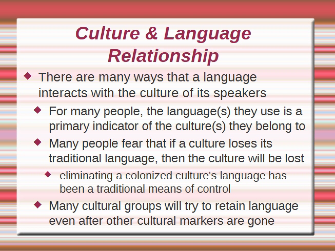 Relationship between Language and Culture