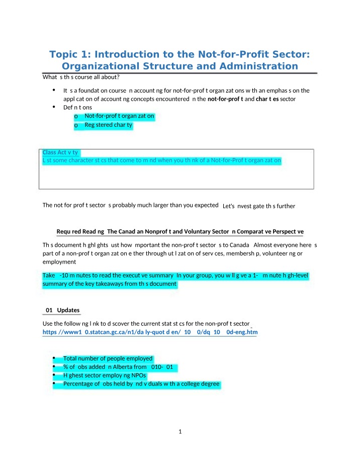 Not-for-Profit Organizations and Charities in Canada