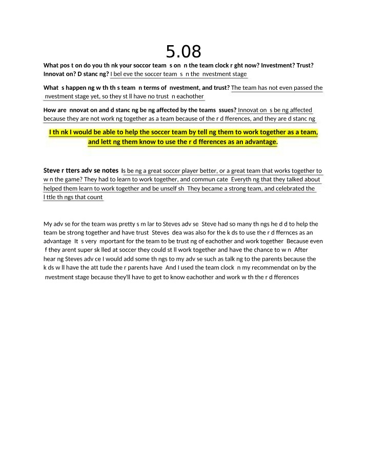 Strategies for Trust - Soccer Team Performance