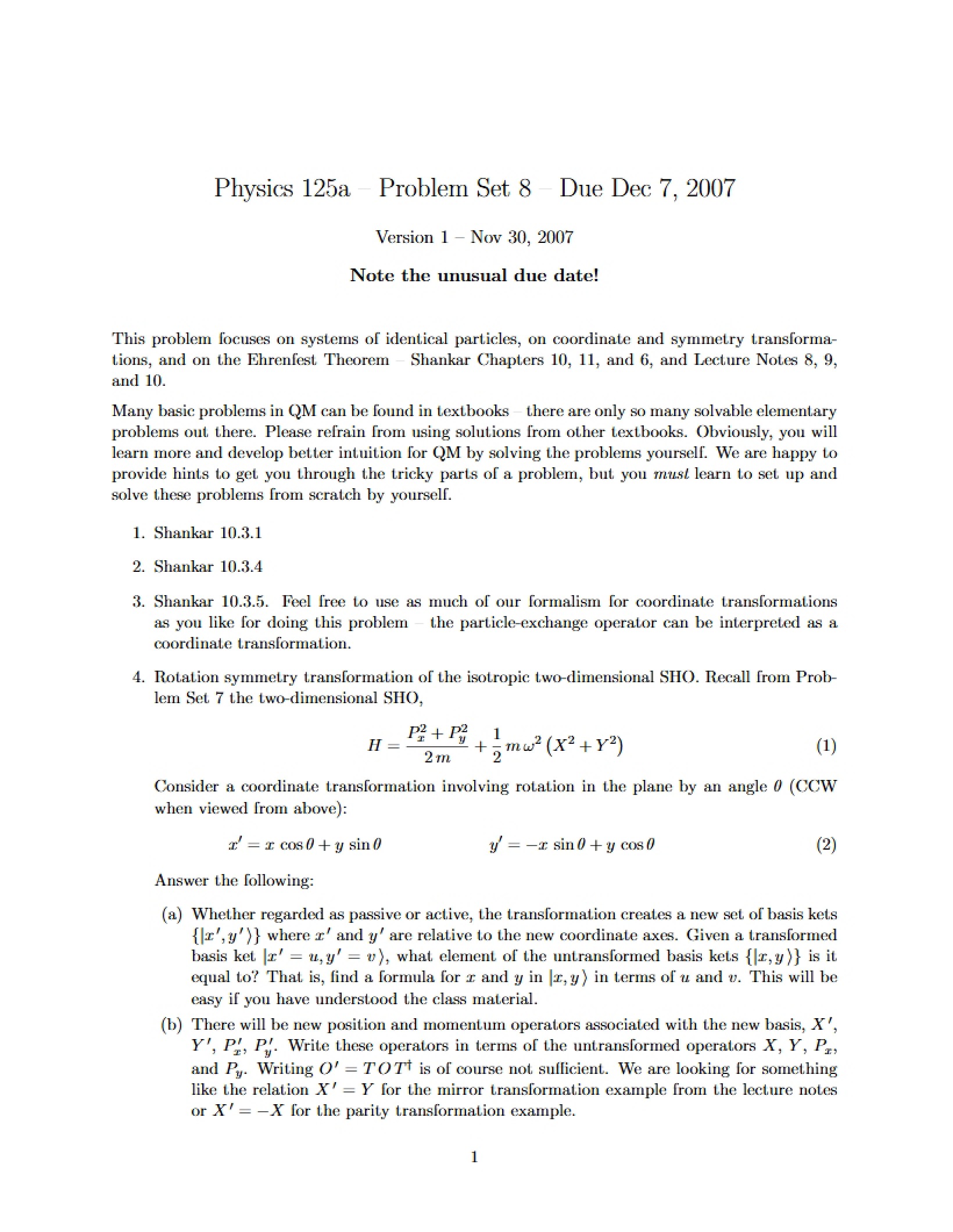 Set 8 Quantum Problems