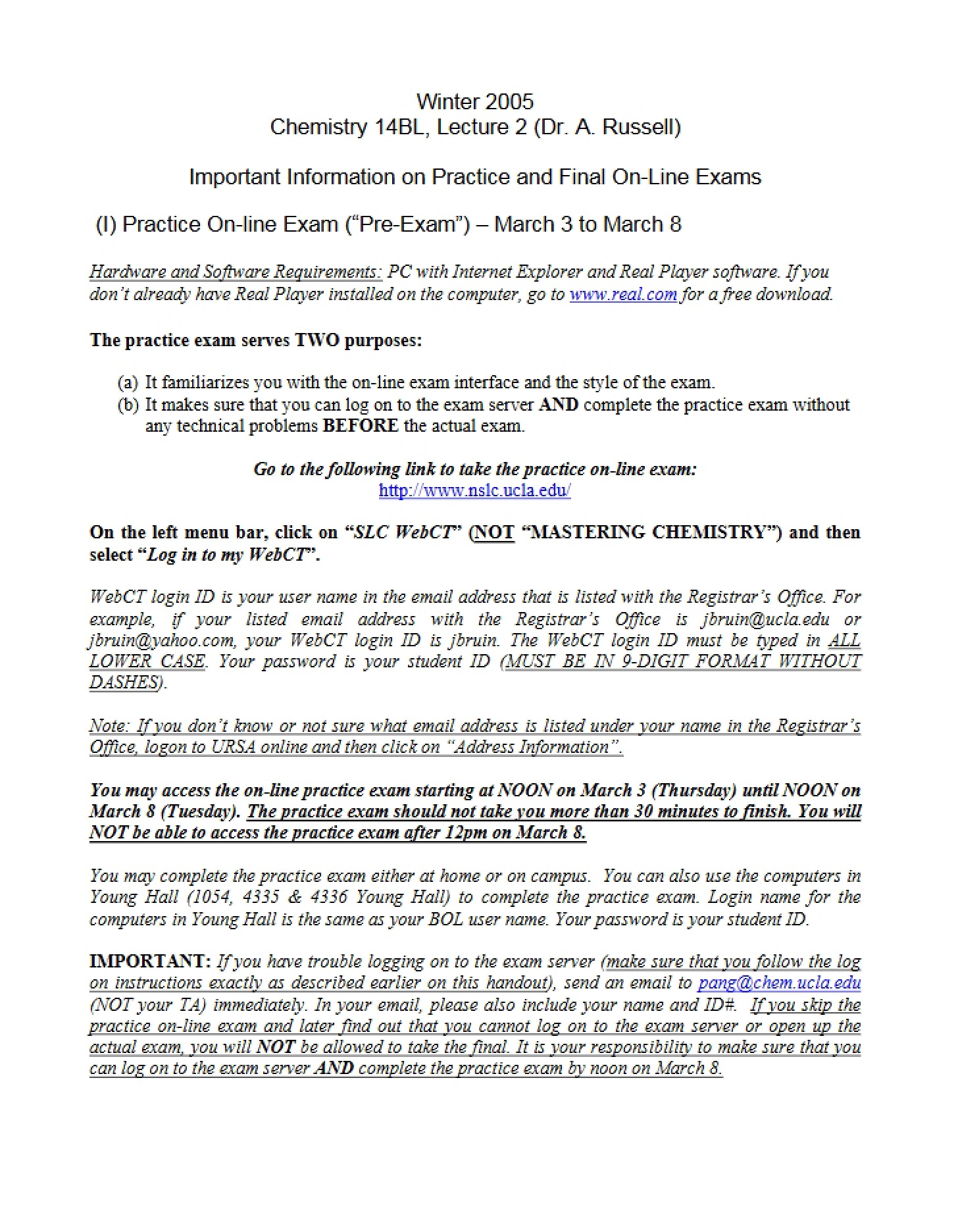 Exam Info 14BL (W05)