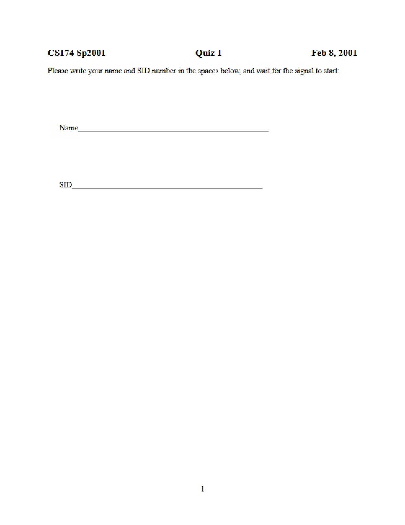 First Quiz