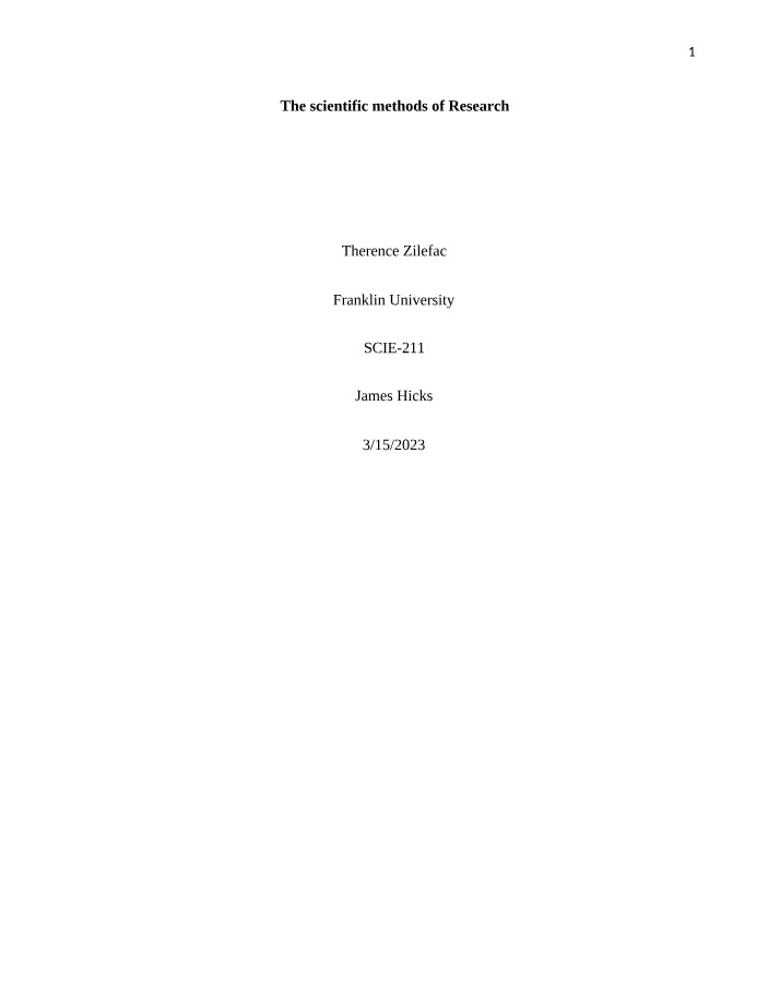 Methods of Scientific Research