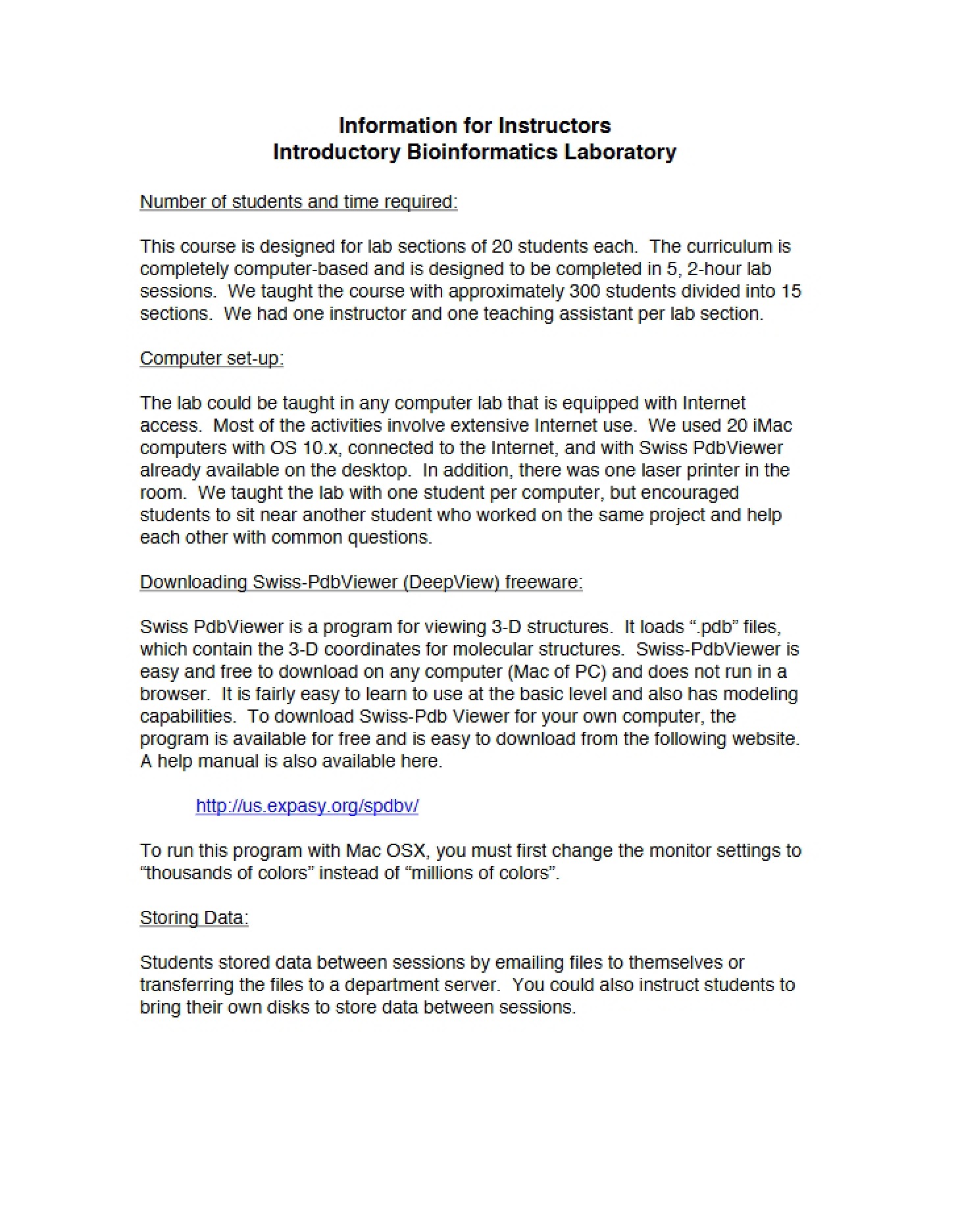 Laboratory for Introductory Bioinformatics