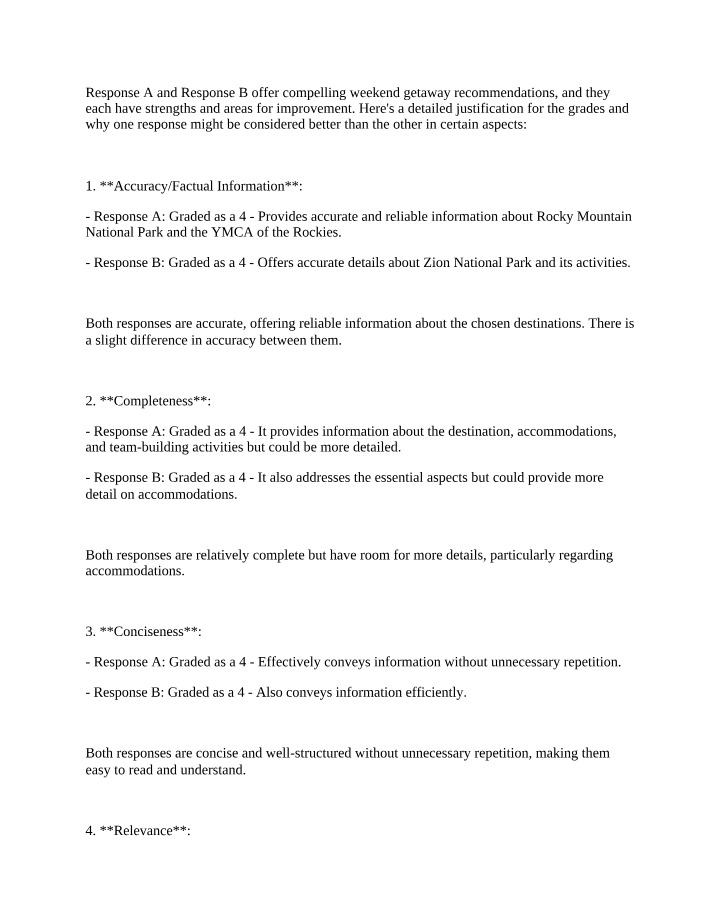 Weekend Getaway Response Analysis