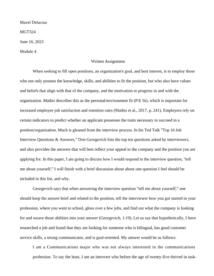 MGT 324 Module 4 - MDelacruz