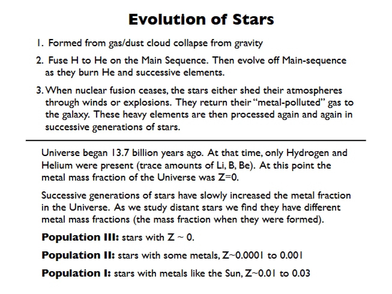 Thirteenth Lecture by VY for a Survey of Astronomy
