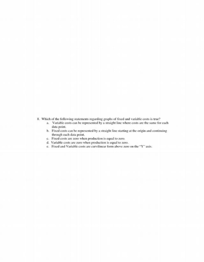 Question on Fixed and Variable Costs